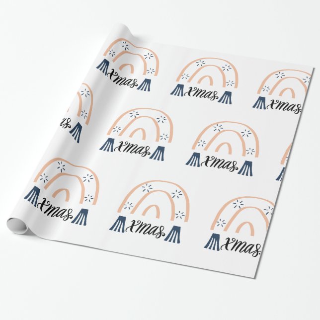 Papel De Presente Feliz Natal Xmas Boho Rainbow Gift (Desenrolado)