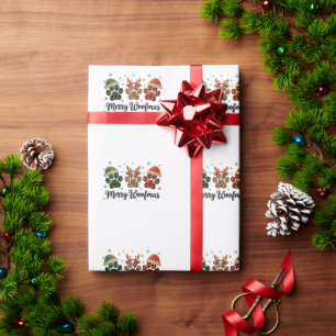 Papel De Presente Feliz Natalzinho Cachorro Pata Natal Fofo Luzes de