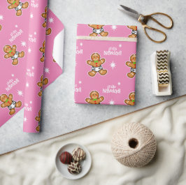 Papel De Presente Feliz Navidad! Bebê Gingerpão a rosa