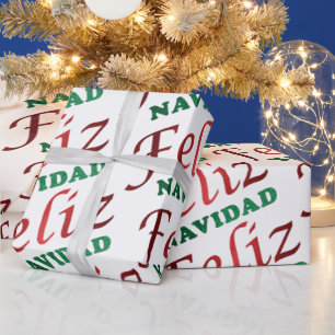 Papel De Presente Feliz Navidad Espanhola Feriado Verde de Natal