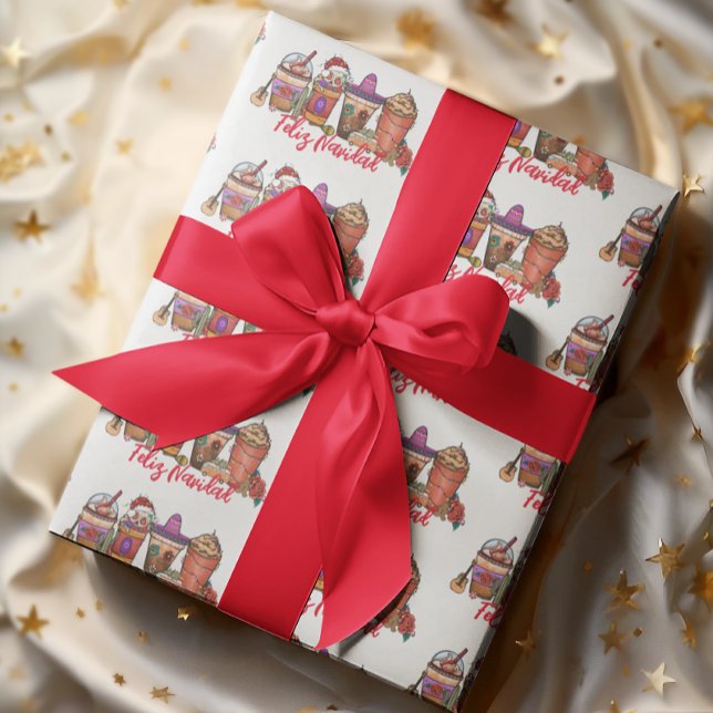Papel De Presente Feliz Navidad Natal México Café Bebidas (Criador carregado)