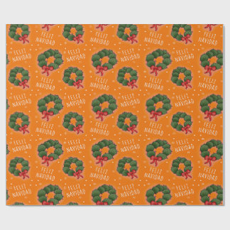 Papel De Presente Feliz Navidad Nopal Wreath Wrapping Paper