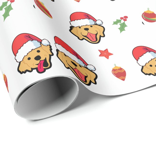 Papel De Presente Feliz Ouro, Cachorro e Natal (Ponta do rolo)