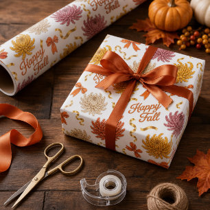 Papel De Presente Feliz Outono Crisântemo Floral de Outono Mums