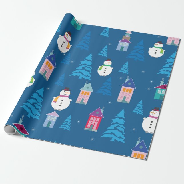 Papel De Presente Feliz Padrão de Natal (Desenrolado)