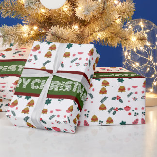 Papel De Presente Feliz Padrão de Natal Elegante