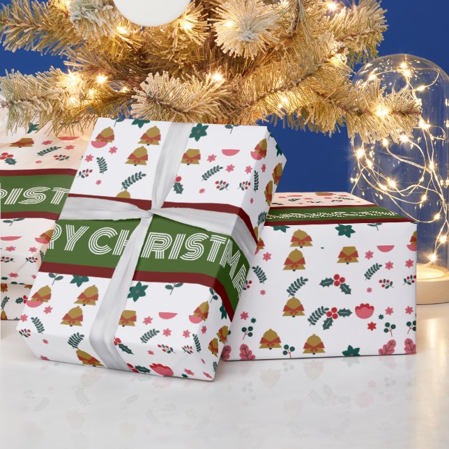 Papel De Presente Feliz Padrão de Natal Elegante (Feriados)