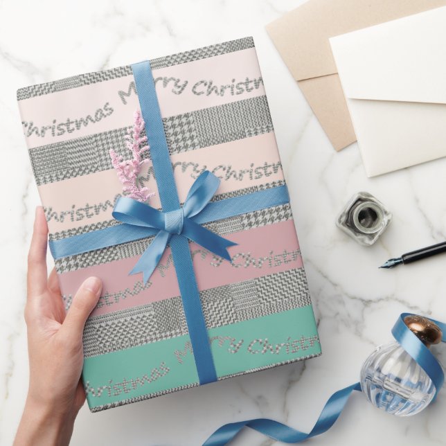 Papel De Presente Feliz Padrão de Natal, Stripes (Presentear)