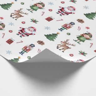 Papel De Presente Feliz Papai noel de árvore de Natal Reindeer Nutcr