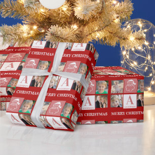 Papel De Presente Feliz Papai noel de Natal Monograma 4 Fotos