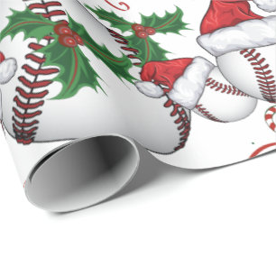 Papel De Presente Feliz Papais noeis de beisebol de Natal