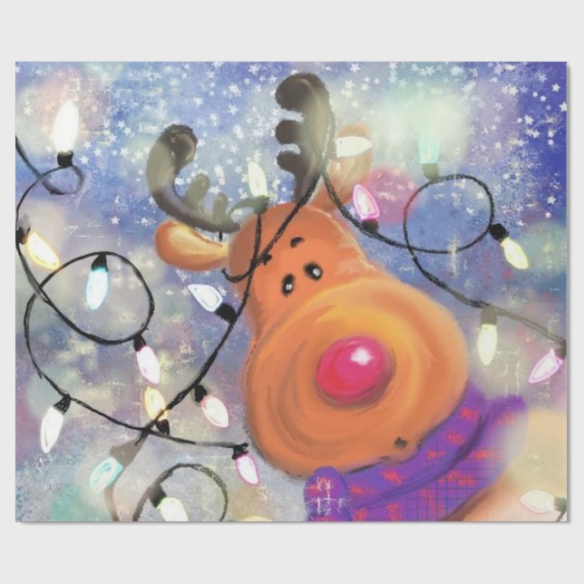 Papel De Presente Feliz papel de moldagem de natal para Reindeer (Aberto)