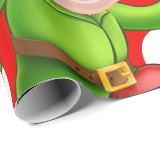 Papel De Presente Feliz Papel de Molho de Natal Elf (Ponta do rolo)