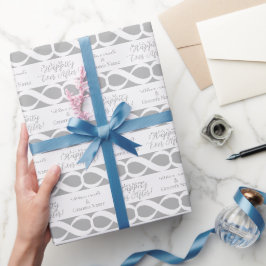 Papel De Presente Feliz Para Sempre! Prata noiva e noiva em branco