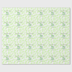 Papel De Presente Feliz Páscoa bolinhas verde cinza nome da família