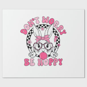 Papel De Presente Feliz Páscoa Groovy Bunny Face Não se Preocupe Sej