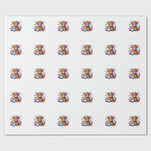 Papel De Presente Feliz Páscoa Vaca das Terras Altas Bezerrilha Dia
