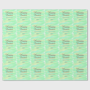 Papel De Presente Feliz Páscoa verde amarelo pastel cinza nome ano