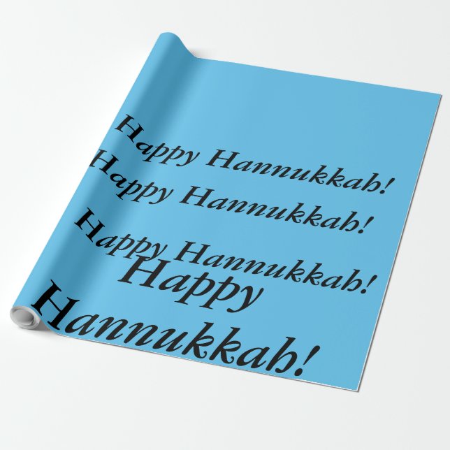 Papel De Presente feliz presente de Hannukkah azul claro (Desenrolado)
