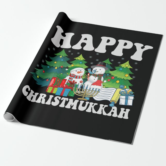 Papel De Presente Feliz Presente de Natal Chrismukkah Engraçado Hanu (Desenrolado)