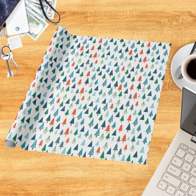 Papel De Presente Feliz presente verde de Natal Feriado nas Árvores (Criador carregado)