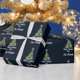 Papel De Presente Feliz Regalo de la Familia de Árboles de Navidad A