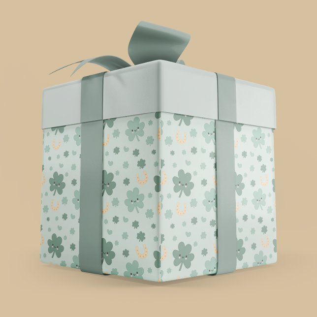 Papel De Presente Feliz Rua de Shamrocks. Dia de Patrick (Happy Shamrocks St. Patrick’s Day Wrapping Paper)