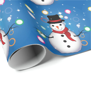 Papel De Presente Feliz Snowman com Bolhas Feliz Natal