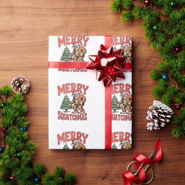 Papel De Presente Feliz Squatchmas Árvore de Natal do Pé Grande Sasq (Presente de Natal)