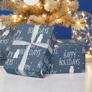 Papel De Presente Feliz Urso Polar nas Estrelas