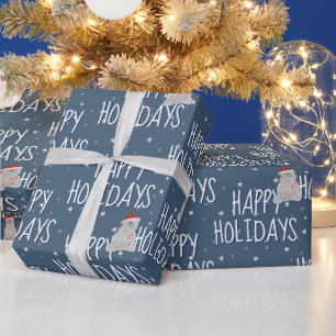 Papel De Presente Feliz Urso Polar nas Estrelas