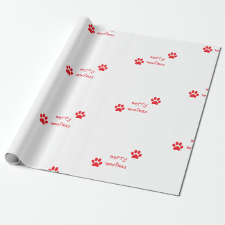 Papel De Presente Feliz Woofmas Paw Imprimir Instrução Vermelha