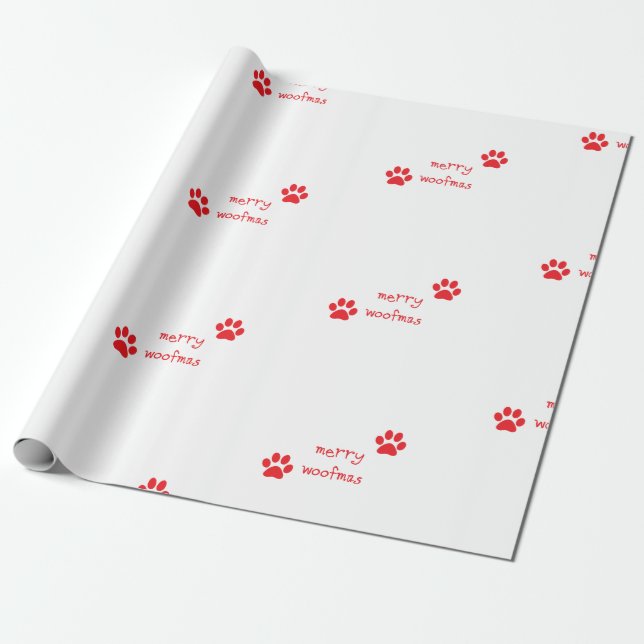 Papel De Presente Feliz Woofmas Paw Imprimir Instrução Vermelha (Desenrolado)