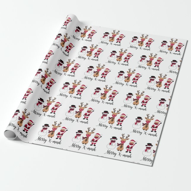 Papel De Presente Feliz X-Mask Funny Buffalo Papais noeis Reindeer (Desenrolado)