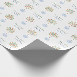 Papel De Presente Felizes Feriados Aquarelas Citrus Tree Chinoiserie