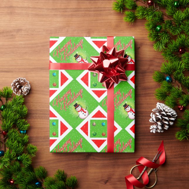 Papel De Presente Felizes Feriados / Natal de Snowman (Presente de Natal)
