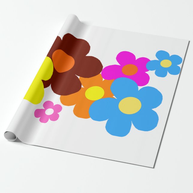 Papel De Presente Felizes Flores (Desenrolado)