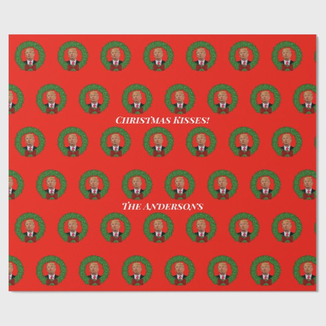 Papel De Presente Felny Trump Pucker e Wreath no Natal (Aberto)