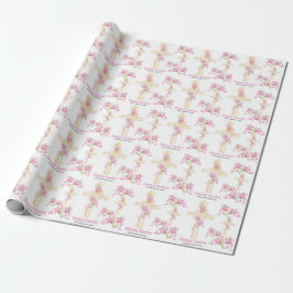 Papel De Presente Felz pascoa Cruz Rosa Orquídea Floral