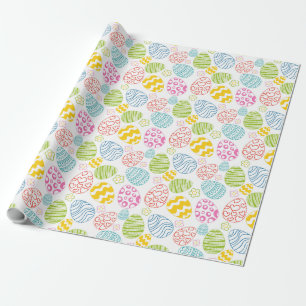 Papel De Presente Felz pascoa de Ilustração de Ovos de Páscoa Colori