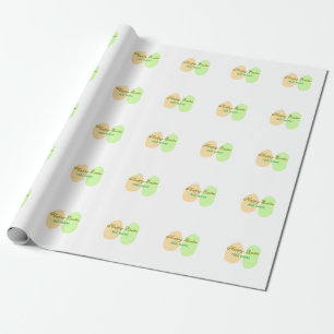 Papel De Presente Felz pascoa de ovo verde laranja adicionar nome me
