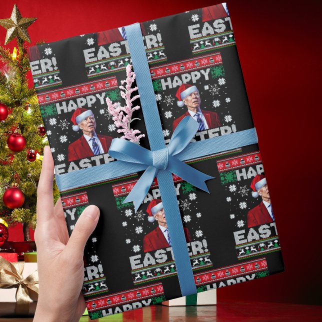 Papel De Presente Felz pascoa Engraçado Joe Biden Papai noel Natal (Criador carregado)