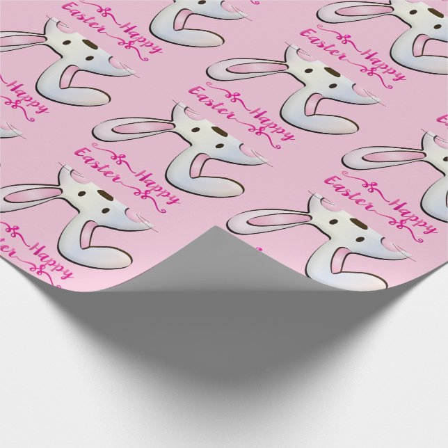 Papel De Presente Felz pascoa perfeito, coelho rosa (Ponta)