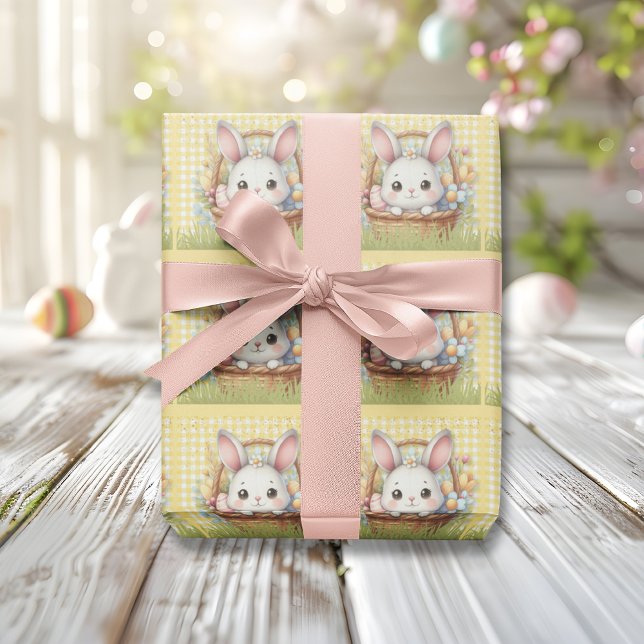 Papel De Presente Felz pascoa vibrante em fundo amarelo (Vibrant Happy Easter in a Yellow background Wrapping Paper)