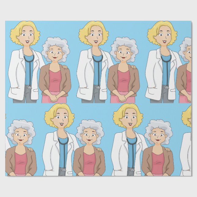 Papel De Presente Female Doctor with Senior Woman Patient (Aberto)