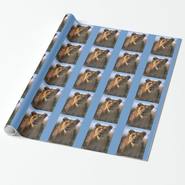 Papel De Presente Female Lioness Natal (Desenrolado)