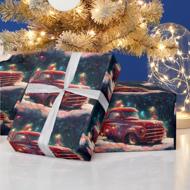 Papel De Presente Fenda de presente de Natal | Caminhão Vermelho Nat (Feriados)