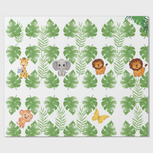 Papel De Presente Fera Um Safari da Selva Bebê Menino