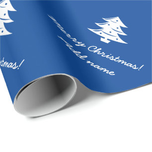 Papel De Presente Feriado azul personalizado da árvore do Feliz