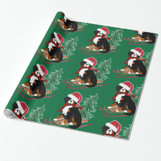 Papel De Presente Feriado Bernese Mt Cachorro de Natal Sled